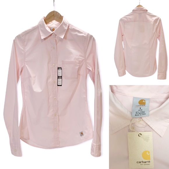 NWT Carhartt Pink Button Down Blouse - small - Picture 1 of 10